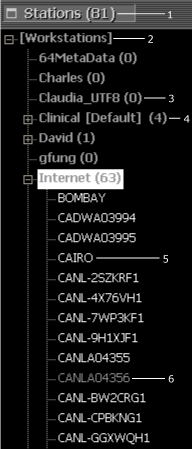 Navigation pane for Stations section of Configure area