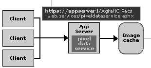 Pixel data server on Application Server to image cache