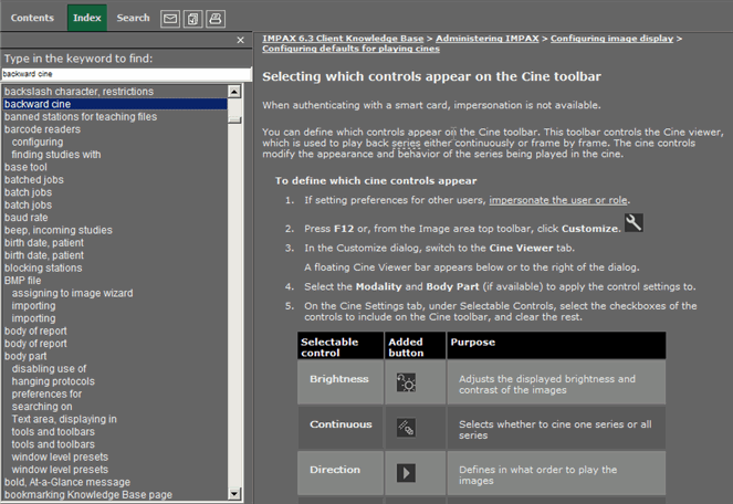 Knowledge Base with Index options