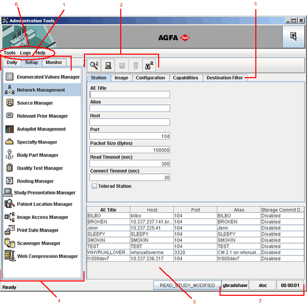 Administration Tools interface