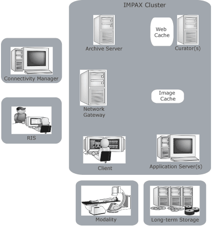 RIS, RIS Gateway, Archive Server, Network Gateway, Display, Long Term Storage, Modality